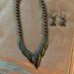 Genuine Hematite Stone w/ matching Earrings